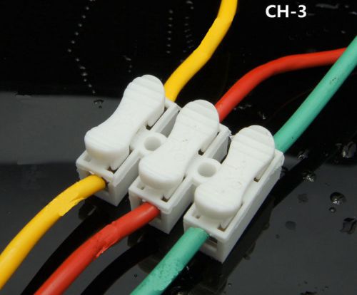 NEW 10Pcs LED Ceiling Quick Fix Spring Clamp Terminal Block Connector 10A 3 Way