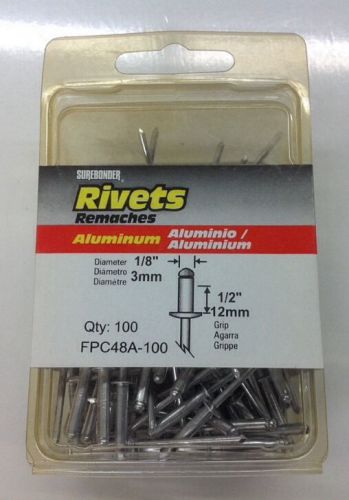 Rivets Remaches Aluminum 1/8&#034; 3mm 1/2&#034; 12mm Quantity 100 Surebonder FPC48A-100 1