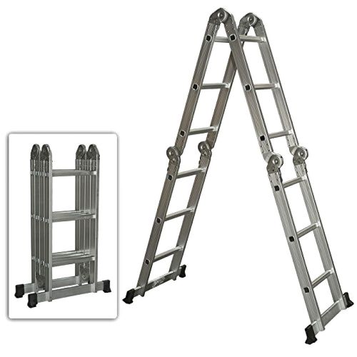 Ladder extendable heavy duty multi purpose folding aluminum scaffold 12.5ft new for sale