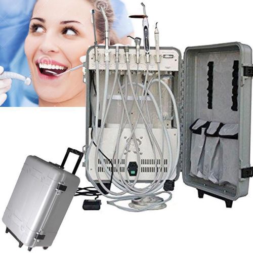 Portable Dental Unit Curing Light Handpiece tube syringe Scaler w Compressor 4H
