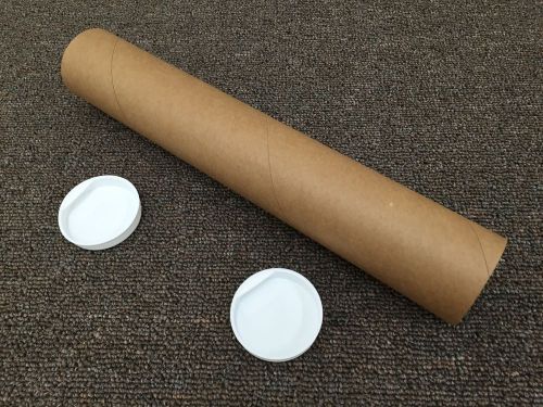 2.5&#034; X 15&#034; Fibreboard 3-Ply Spiral Wound Mailing Tubes With End Caps, BOX OF 20