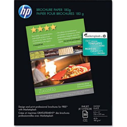 HP Inkjet Brochure/Flyer Paper, 98 Brightness, 8.5&#034; x 11&#034;, White, 50 Sheets