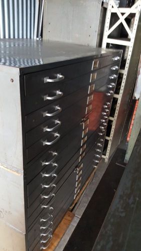 Huge Vintage Cole STEEL industrial flat map art file cabinet metal 15 drawer