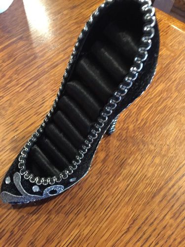Stunning Ring Display Velvet Shoe Design Ring Holder Beautiful in Black Velvet