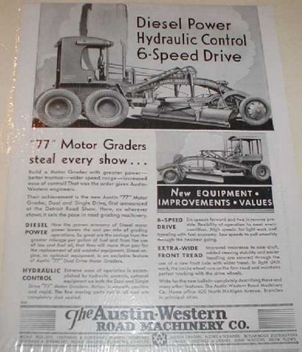1933 Austin-Western Mod. “77” Motor Grader Road Grader Print Ad - Box 74