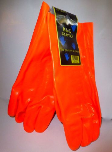 B&amp;g pvc coated work gloves lined comfortable fits large mens hands, orange for sale