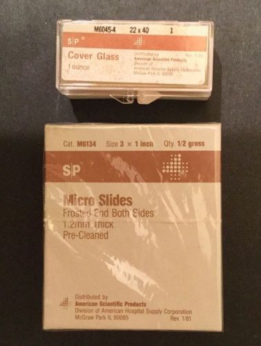 New s/p micro slides pre-cleaned frosted end both sides 3x1 inch w/ cover glass for sale