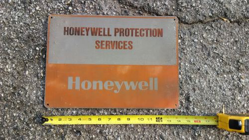 Metal Sign, &#034;HONEYWELL PROTECTION SERVICES&#034;. Rusted