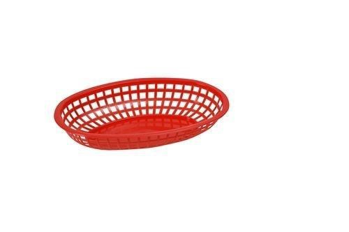 Winco Oval Fast Food Baskets, 10.25-Inch by 6.75-Inch by 2-Inch, Red