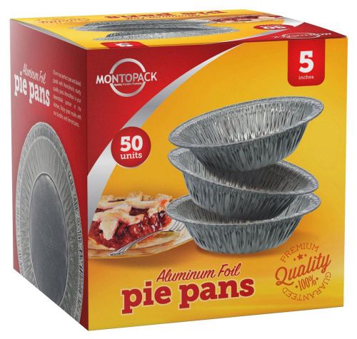 Montopack disposable 5&#034; aluminum foil tart/pie pans (50 pack) 50 for sale