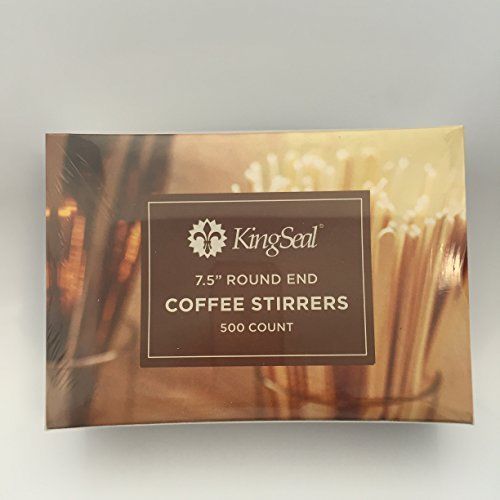 KingSeal Round End Wood Coffee Stirrers - 7.5 Inches, 10 Pack/500 per Pack