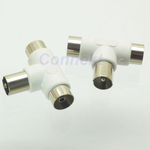 2pcs IEC TV PAL Male to Two Double IEC PAL female Triple T in Series RF Adapter