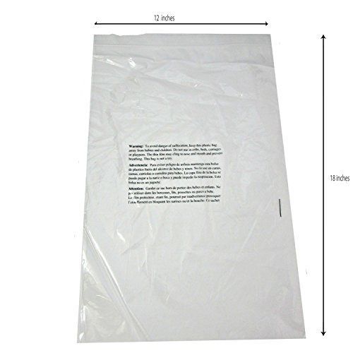 Sure luxury 100 resealable clear poly bags 12 x 18 w/ suffocation warning in 3 for sale