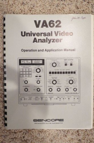 SENCORE Universal Video Analyzer Model VA62A Manual