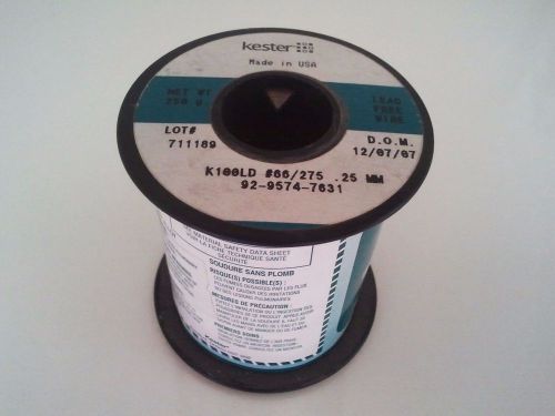 1 Kester Solder Wire Lead Free Alloy K100LD #66/275 Tin 0.25mm Roll 500g 711189