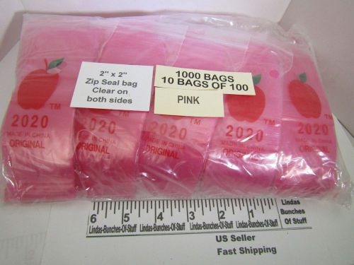 1000 PINK 2&#034; X 2&#034; 2 MILL PLASTIC ZIP SEAL BAGS NEW!