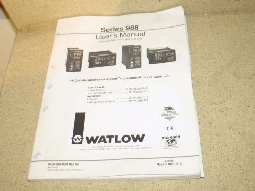 WATLOW SERIES 988 USERS MANUAL INCLUDES 986, 987, 988 &amp; 989