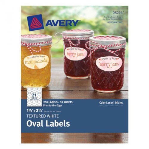 Avery Textured Oval Labels, White, 1.125 x 2.25 Inches, Pack of 210  (8216)