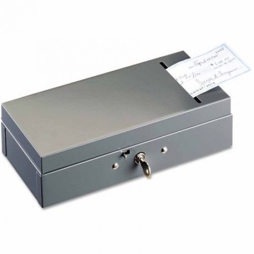 Steel Bond Box Security Safe w/ Check Petty Cash Slot Payment Disc Lock Grey New