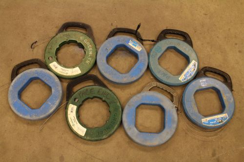 Lot of 7 Greenlee &amp; Ideal Tuff-Grip 1/8&#034; 240&#039; Steel Fish Tape Qty: (7) UN-TESTED