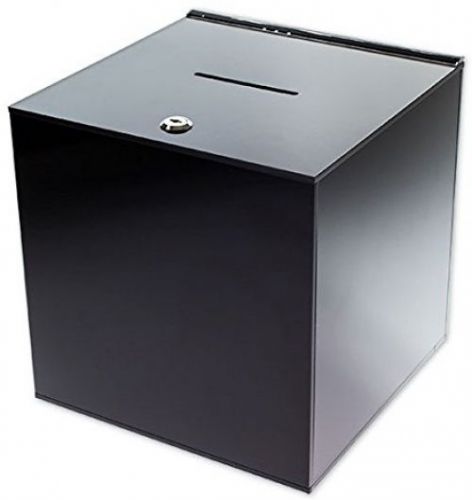 SourceOne Large 10 Inch Premium Black Acrylic Ballot Box Donation Box Cube