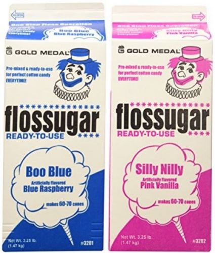 Blue Raspberry And Pink Vanilla Cotton Candy Floss Two Pack