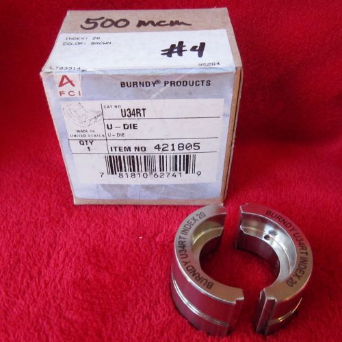 New In Box Burndy U34RT Crimping Die - Index 20 Brown - Free Priority Shipping