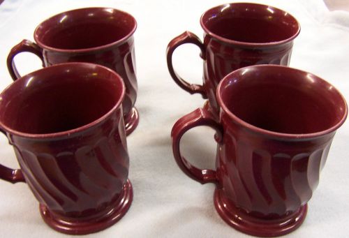 (LOT OF 4) #3000 Turnbury By Dinex Maroon Swirl Pattern Insulated Coffee Cup.