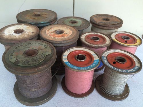 Cloth Covered Solid Core Magnet Wire Wooden Spools+ BELDEN ESSEX  HALLICRAFTERS+