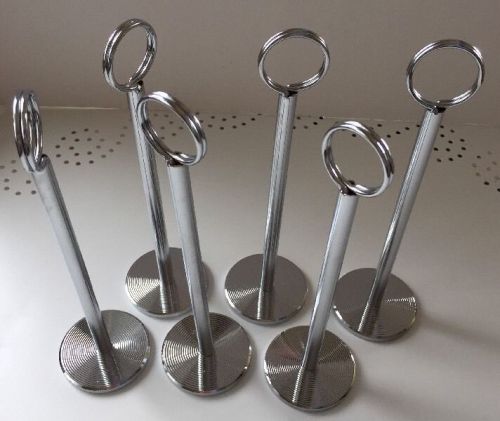 Restaurant Wedding Buffet Silver Metal Menu Holder Stands Set Of 6