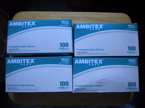 AMBITEX LATEX GENERAL PURPOSE GLOVES LSM5101, SMALL, WHITE, BOX Of 100