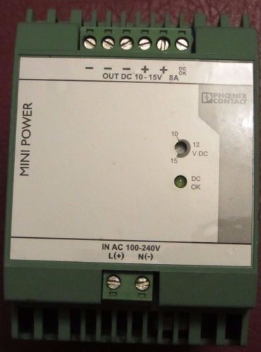 phoenix contact power supply MINI-PS-100-240AC/10-15DC/8, PN 2866297, 10-15VDC