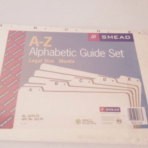 Smead Alphabetic A-Z Guide Set Letter Size 52176 S225-25 NEW 