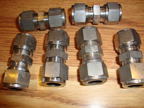 (6) NEW SWAGELOK SS-810-6 316SS 1/2&#034; TUBE UNION FITTINGS