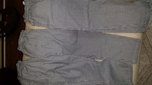 3 pairs Chef Works checkered uniform pants draw string size SMALL