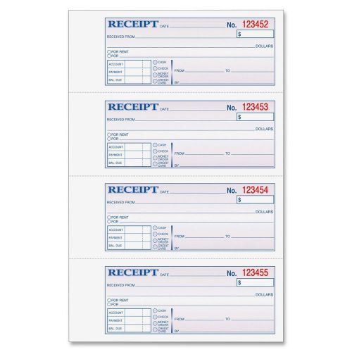 Adams money and rent receipt book, 3-part, carbonless, white/canary/pink,7 5/8&#034; for sale