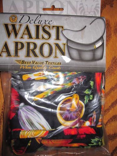 NEW Deluxe Black Server Waitress Waist Apron Fresh Veggie Vegetable Garden Print