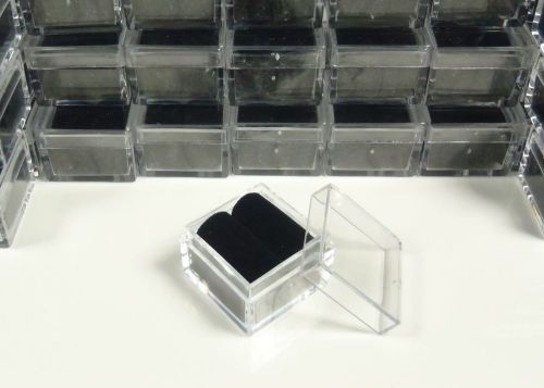 50-pc 1x1 Square Acrylic Gem Box/Jar Black insert storage display gemstone
