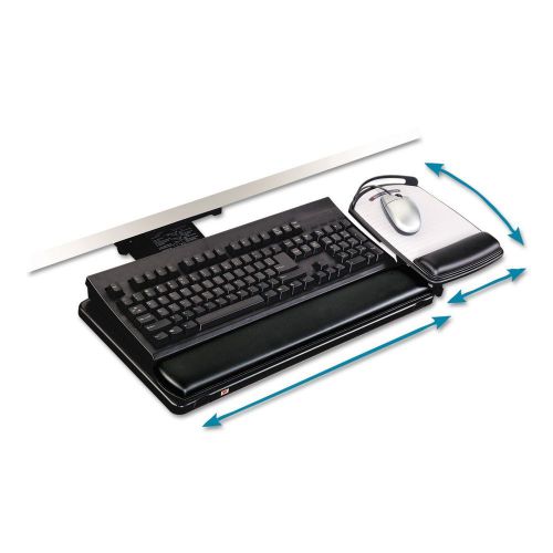3m knob-adjust keyboard tray with adjustable platform, 17 inch track (akt80le) for sale