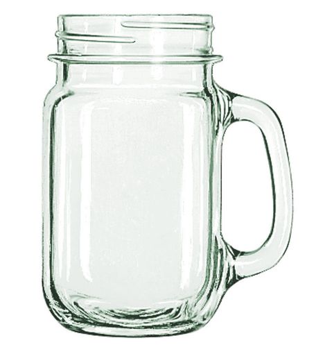 Libbey Drinking Mason Jar Mug with Handle, Clear, 16-Ounces, 6-Pack