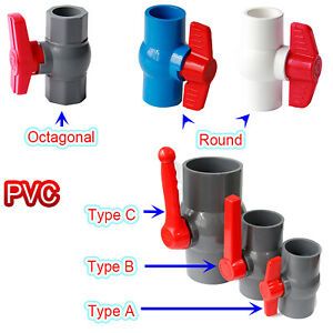 PVC Ball Valve Adhesive Koi Fish Pond Valves Water Pipe Fitting 20-50 RED Handle