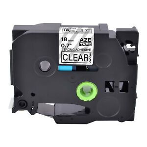 1PK TZe-S141 TZ-S141 Strong Adhesive Label for Brother PT18R 3/4&#034; Black on Clear