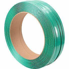 Polyester Strapping 3/4&#034; x .050&#034; x 2,400&#039; Green 16&#034; x 6&#034; Core 6850256G24W  - 1