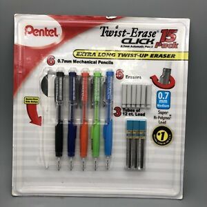NOB Pentel Twist-Erase Click Automatic Pencil Set 0.7mm Medium Hi-Polymer 14 Pc