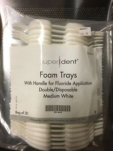 Dental Fluoride Dual Trays MEDIUM 50 pcs WHITE Hygienist Gel Foam Fluor Tray
