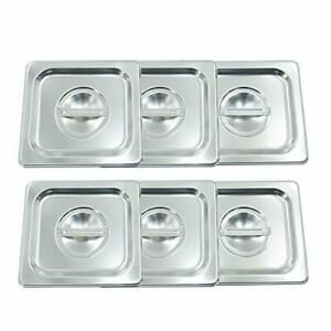 CMI Stainless Steel Food Pans Lid &amp;Food Containers Lid - Pack of 6 1/6 Size-Lid
