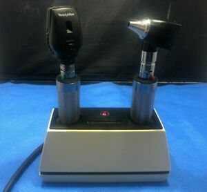 Otoscope Set! Welch Allyn 71110 Charger + 2 Handles + 11710 &amp; 25020 Heads  T/kp