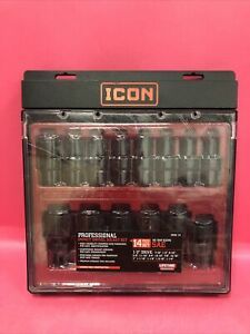 NEW ICON 1/2&#034; Professional Impact Swivel 14 Piece SAE Socket Set Item I3US-14