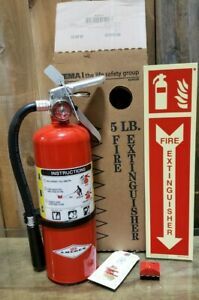 Amerex B500 5LB ABC Fire Extinguisher Bracket Glow in the Dark Sign-Bundle/Cert