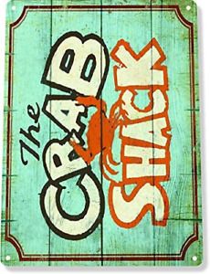 TIN Sign The Crab Shack Restaurant Beach Rustic Metal Decor RetroTin Sign 8X12